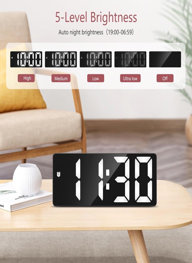 LOFICOPER ساعة منبه رقمية من LOFICOPER لغرفة النوم، ساعة منبه LED بشاشة كبيرة 6.5 بوصة، ساعة منبه مكتبية للمراهقين، مزودة بمنفذ USB، خاصية الغفوة، وضع يوم العمل، هيكل أسود وأرقام بيضاء - Image 3
